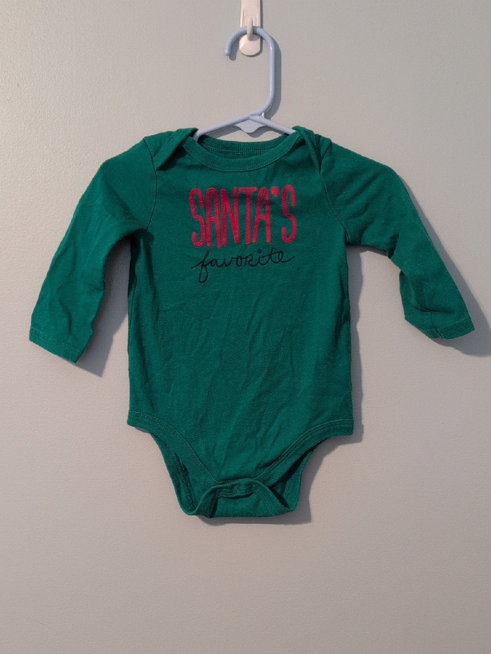 Circo Green Long-Sleeve Baby Bodysuit with Red Script